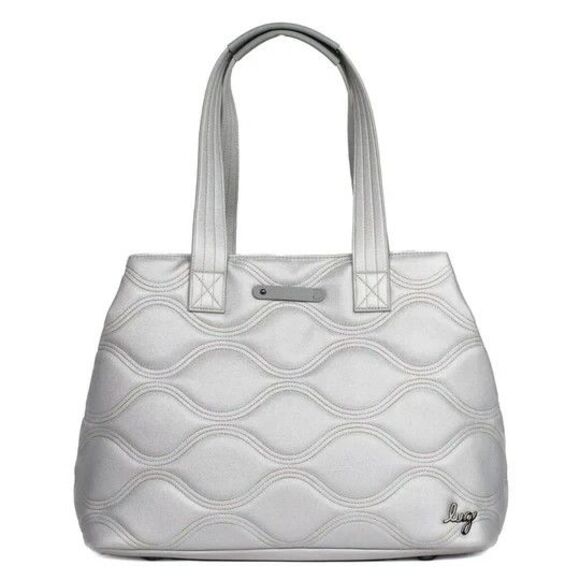 Lug Tempo Tote Vegan Leather Metallic Silver Ice Pop Multicolor Stitching RFID - Picture 1 of 16